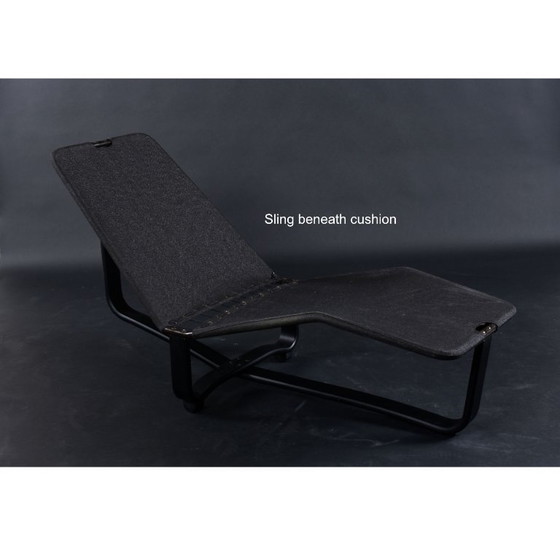 Image 1 of Westnofa Norwegian Black Leather and Red Wool Reversible Scandinavian Modern Chaise Lounge