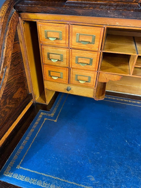 Image 1 of Escritorio americano Roll-Top, roble macizo, Checoslovaquia, años 30