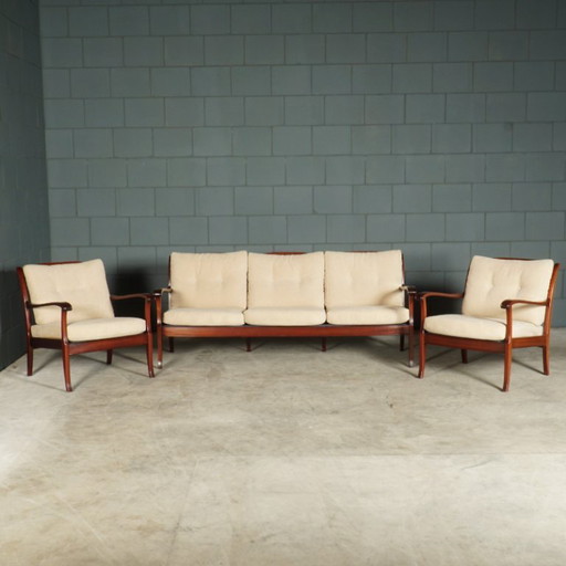 Vintage seating/seating group - mahogany - 60s/70s