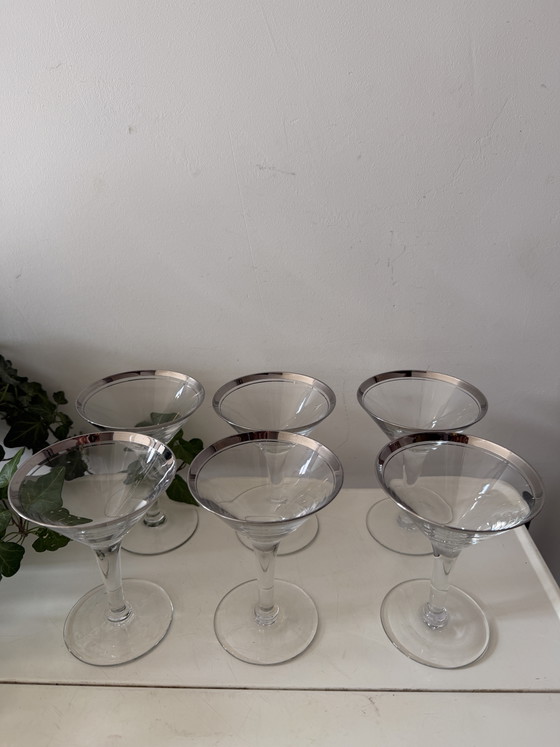 Verres à Cocktail Mid Century avec Bord Argenté – Verres et carafes, Crystal (photo 6 of 6)