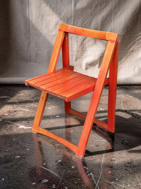 Set van 4 vintage ‘Trieste’ klapstoelen – Aldo Jacober voor Bazzani, jaren 60 retro oranje – Wood (photo 8 of 11)