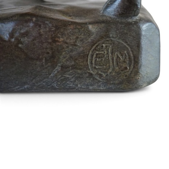 Bull Sculpture in Ceramic by EJM, Germany, 1930, Green, Klassiek (photo 8 of 13)