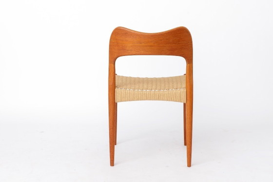 Image 1 of 6 sillas de comedor danesas diseñadas por Arne Hovmand-Olsen para Mogens Kold, sillas de teca de mediados de siglo de la década 