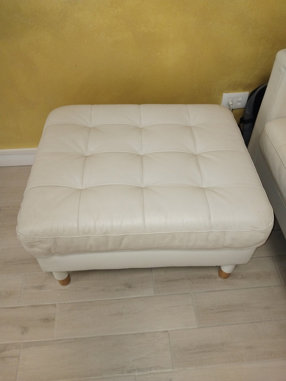 Image 1 of IKEA faux leather sofa and pouf