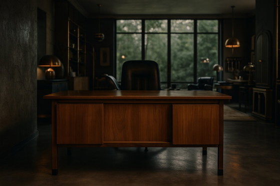 Image 1 of Großer dänischer Schreibtisch im Mid-Century-Stil aus braunem Teakholz, 1960er Jahre