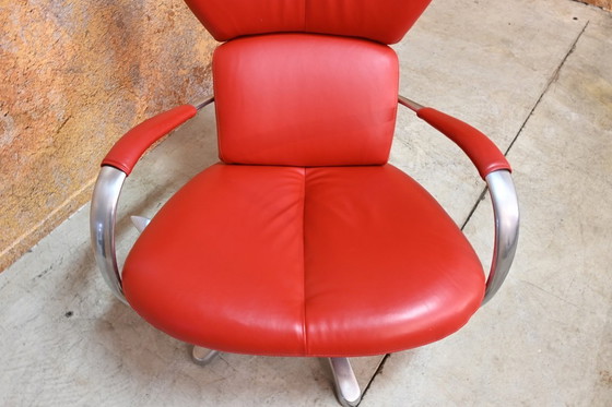 Image 1 of Leolux Formi Design-Drehsessel aus rotem Leder