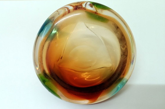 Image 1 of Ashtray / hand free blown glass / Mstišov 
