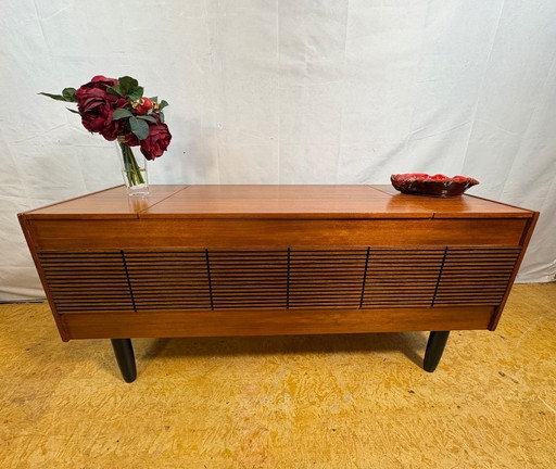 Mid Century Retro Teak Record Player Sideboard with Radio by Ültra (Circa 1960)  A fantastic mid century vintage teak record pla
