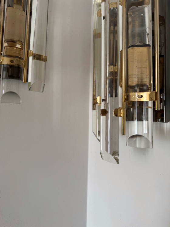 Image 1 of Wandleuchten aus Kristallbaguette aus den 1980er Jahren