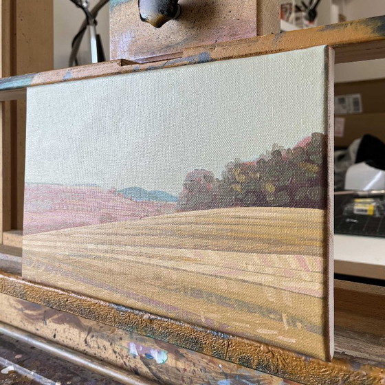 Image 1 of Paesaggio pastello, dipinto unico, pezzo unico dipinto a mano, 30 x 20 cm, pittura acrilica su tela