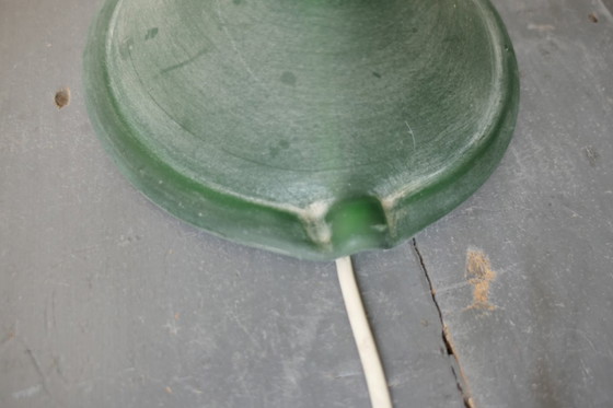 Image 1 of Vintage Italian green glass Murano Scavo lamp