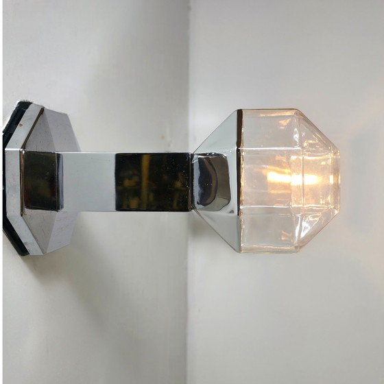 Image 1 of Conjunto de apliques de pared Motoko Ishii Staff, cristal facetado, diseño cromado.