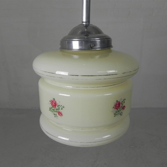 Image 1 of Art Deco pendant lamp with beige glass shade, 1930s