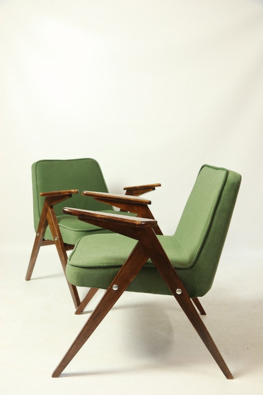 Paar vintage fauteuils groen Royal fluweel MCM ontwerp