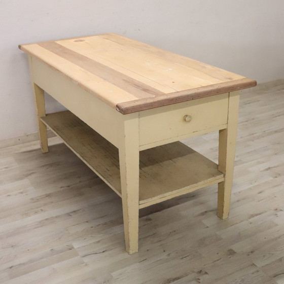 Image 1 of Table de travail en bois de peuplier laqué crème, Italie, fin du XIXe siècle