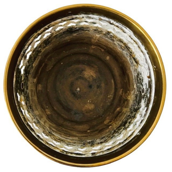 Image 1 of Vintage brass gold flower pot with hearts 1950s