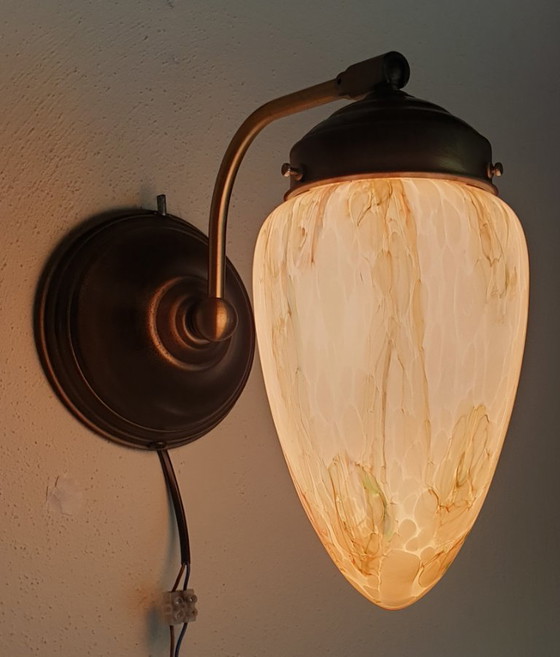 Image 1 of Art-Deco-Wandleuchte aus Opalglas