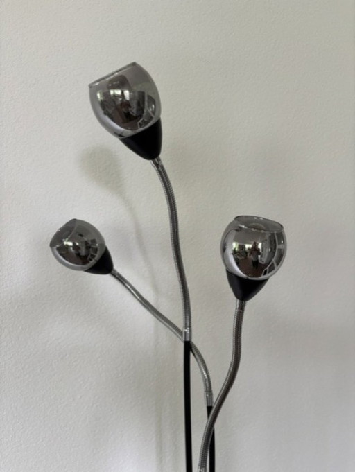 Space Age 60/70er Jaren Staande Lamp Met Flexibele Armen – vloerlampen, Glass, Metal (photo 2 of 14)