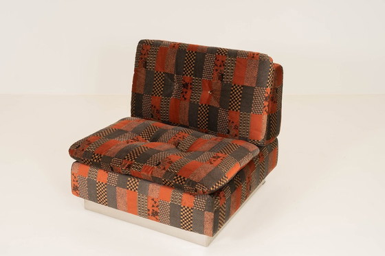 Image 1 of Giovanni Offredi pour Saporiti - Ensemble canapé modulaire en velours avec table basse, Italie 1970