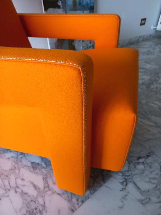 Image 1 of Fauteuil CASSINA Utrecht 637 en Laine Kvadrat Orange 13L par Gerrit Thomas Rietveld