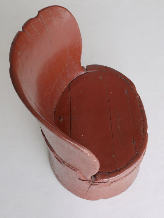 Image 1 of Antieke Scandinavische houten Kubbestol stoel