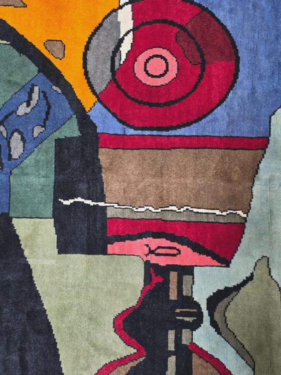 Alfombra de lana y seda anudada a mano al estilo Le Corbusier – Figura de naturaleza muerta de composición (photo 7 of 9)