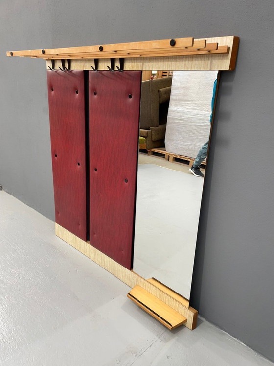 Vintage Wandpaneel voor Hal met Haken, Spiegel & Plank, Jaren '60 Mid-Century Entree Opbergmeubel – Kapstokken (photo 5 of 8)