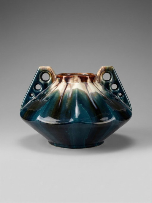 Art Deco glazed ceramic vase attributed to Thulin, Belgium, 1930s