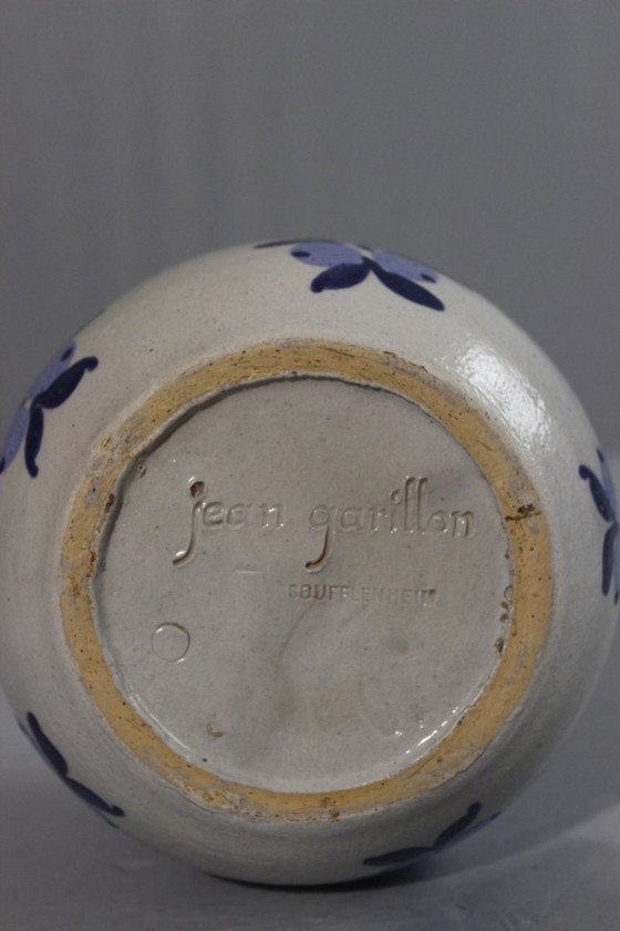 Image 1 of Jean Garillon Elchinger Soufflenheim vaas Art Deco bloemmotief jaren 1930