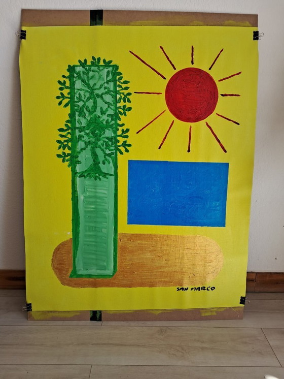 Image 1 of Enzo SAN MARCO - Tropical Golden Beach - Artist canvas 