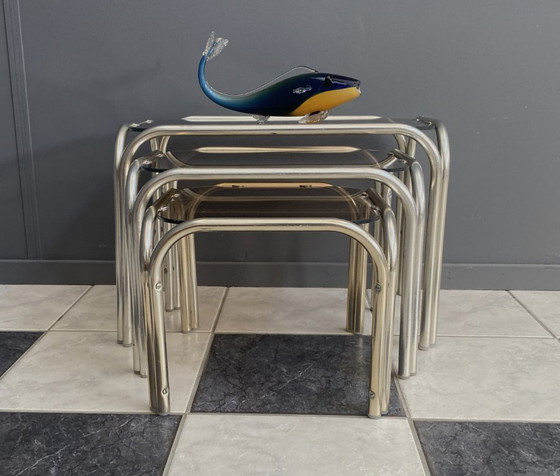 Image 1 of Glass nesting set of tables 1970s