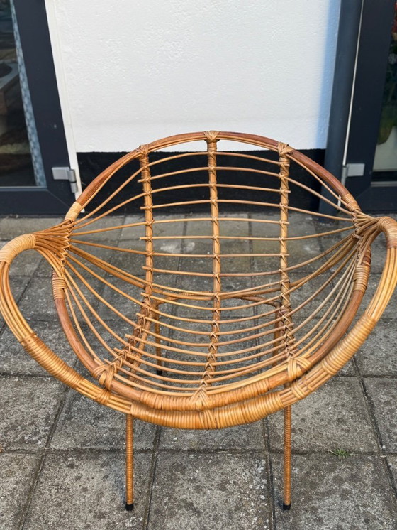 Image 1 of Fauteuils italiens en métal et en rotin MCM