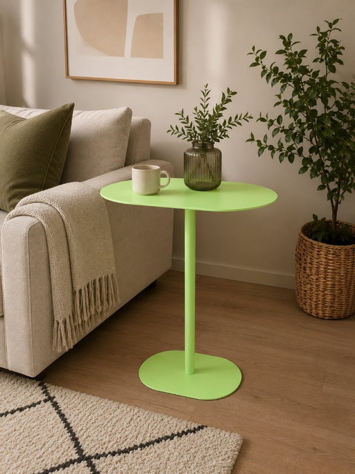 Green metal side table