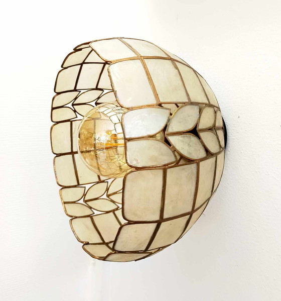 Image 1 of Art Deco Wandleuchte aus Perlmutt Weizenähren
