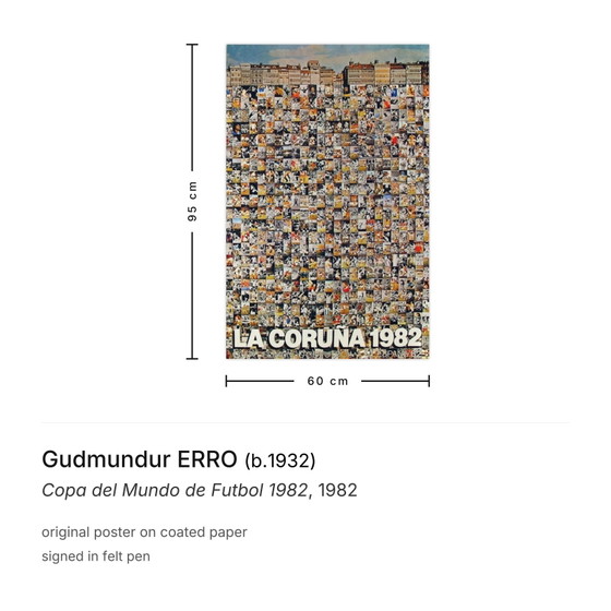 Image 1 of Gudmundur ERRO Copa del Mundo de Futbol Affiche signée 1982
