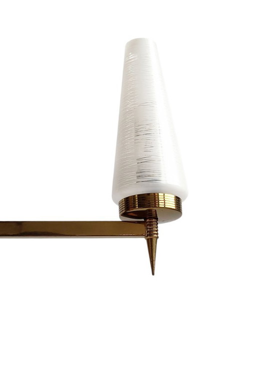 Image 1 of Lampadario in ottone e vetro 1960