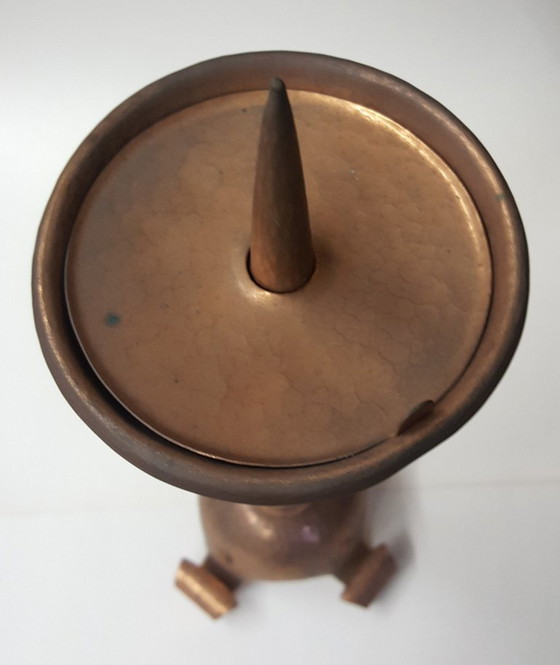 Image 1 of Candlestick, red copper, wrought iron, unique, 1940s-1944s