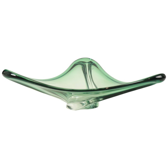 Image 1 of Coupe en cristal vert Val Saint Lambert