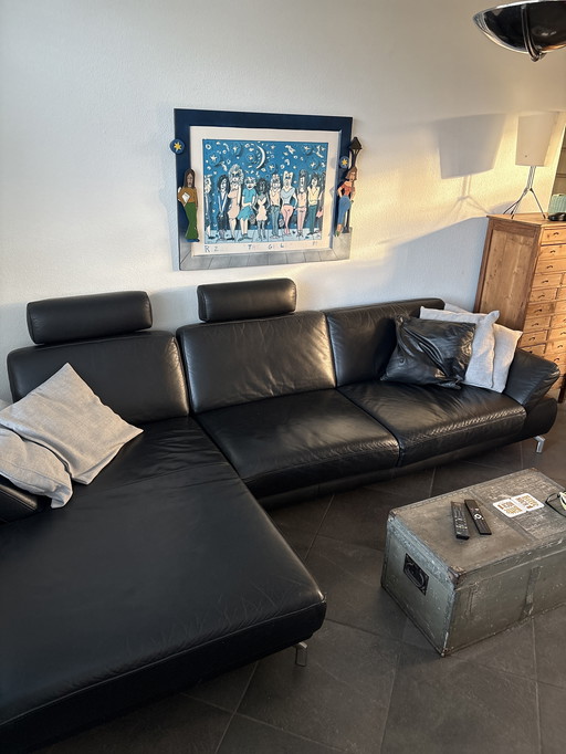 Hoek Bank Henders&Hazel Chaise longue en cuir avec deux pieds de lit 