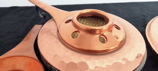 Swiss copper chocolate coffee mulled wine taps can with fire