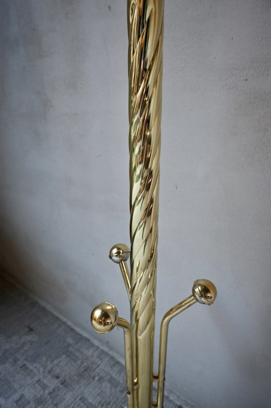 Vintage Hollywood Regency Coat rack Brass and Marble '70, Metal, Stone, Gold (photo 7 of 10)