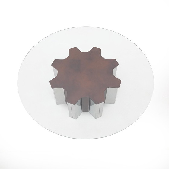 Image 1 of Mesa de centro de acero y vidrio, años 70