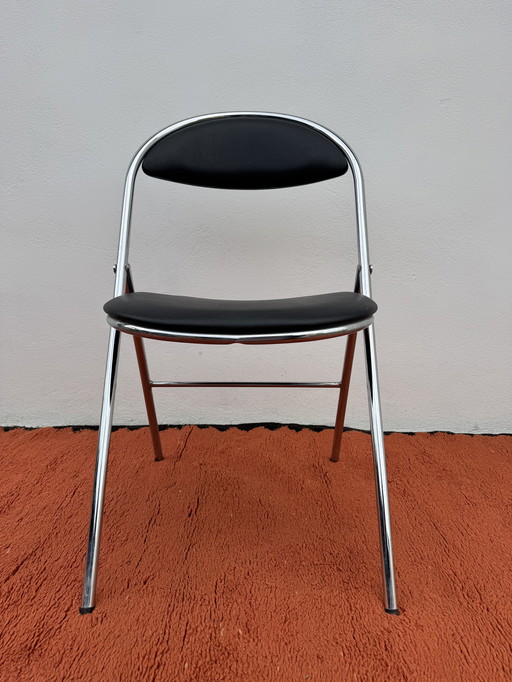 Chaise pliante chromée Souvignet années 70