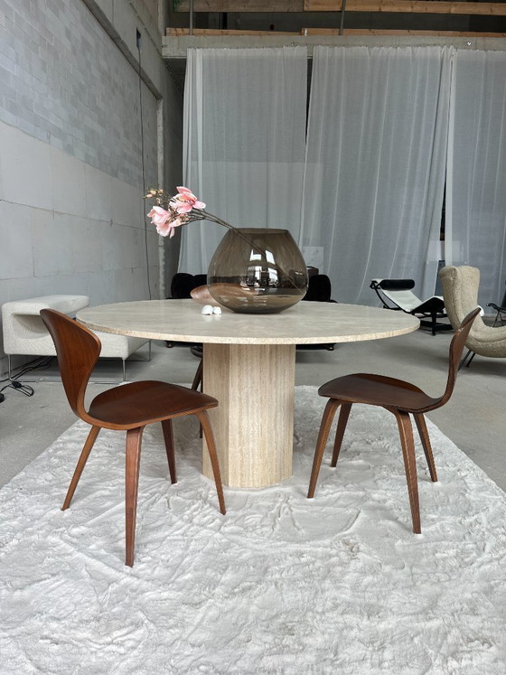 Image 1 of Travertin eetkamertafel rond Ø139cm