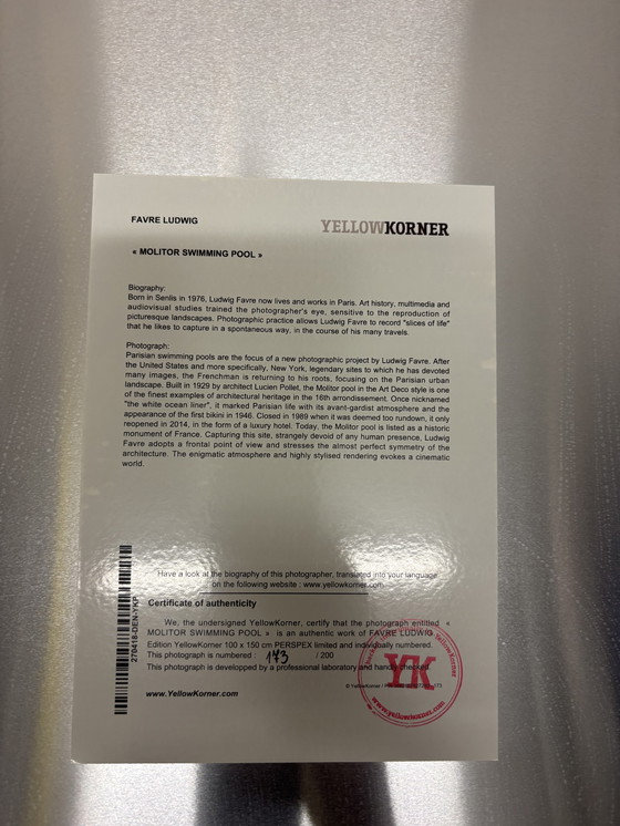 Image 1 of Ludwig Favre - Molitor, primera planta, París, piscina 100x150, Perspex