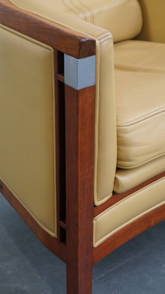 Image 1 of Art Deco Schuitema Design Sessel in gelbem Leder mit hoher Rückenlehne aus der Serie Decoforma