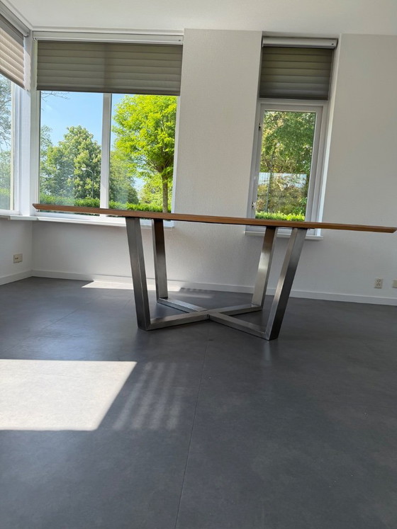 Image 1 of Solid oak whitewash dining table
