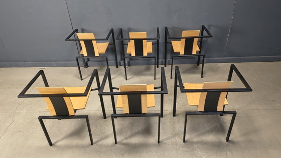 Image 1 of Postmoderne eetkamerstoelen van Karl Friedrich Förster voor KFF, jaren 80, set van 6