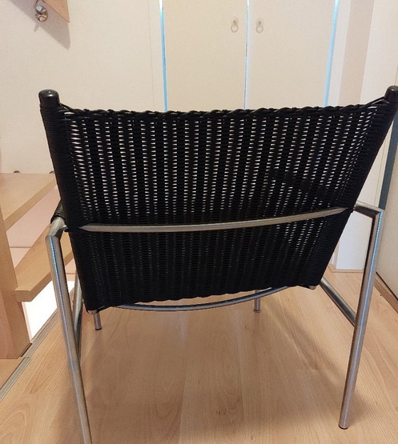 Image 1 of Poltrona Spectrum SZ 01, metallo cromato, vimini nero