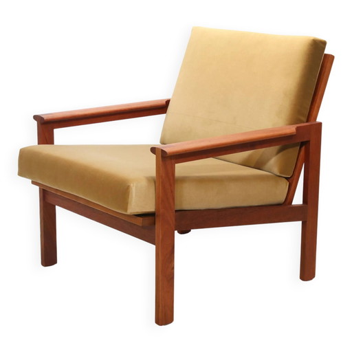 Set of two teak Capella chairs by Illum Wikkelso – Niels Eilersen, fauteuils, Cotton, Velvet, Scandinavian